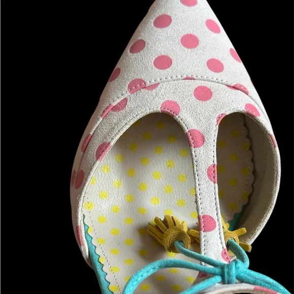Boden Alice T Strap Suede Leather Polka Dot Pumps Women’s Size 9M Pointed Toe - Picture 12 of 15